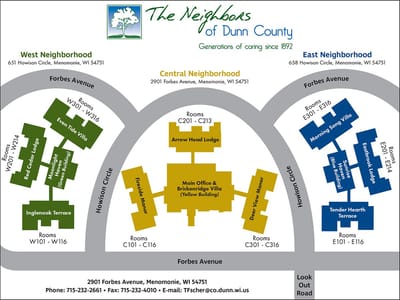 Architectural floor plan of a senior living facility