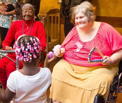 Residents engaging in a cheerful activity together