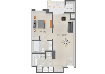 Architectural floor plan of a resident unit