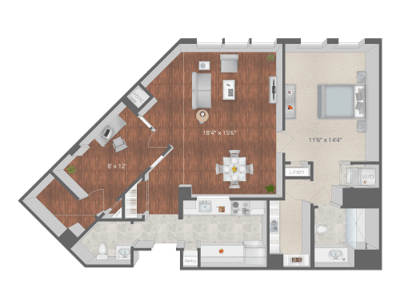 Architectural floor plan of a resident unit
