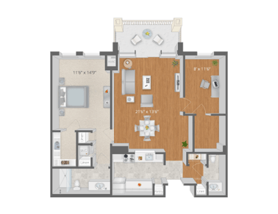 Architectural floor plan of a resident unit