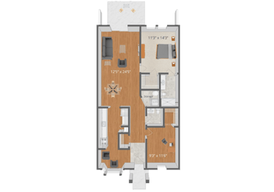 Architectural floor plan of a resident unit