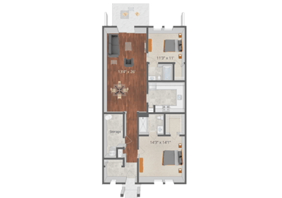 Architectural floor plan of a residential unit