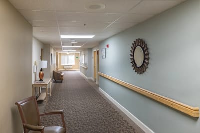 Bright, well-lit hallway of the facility