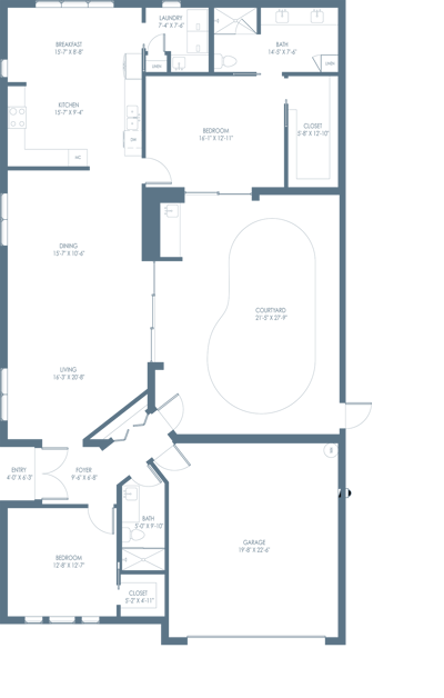 Architectural floor plan of a residential unit
