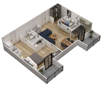 A detailed layout of a modern living unit