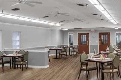 Dining room setting with tables and chairs