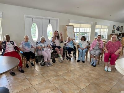 Residents enjoying time together in a common area