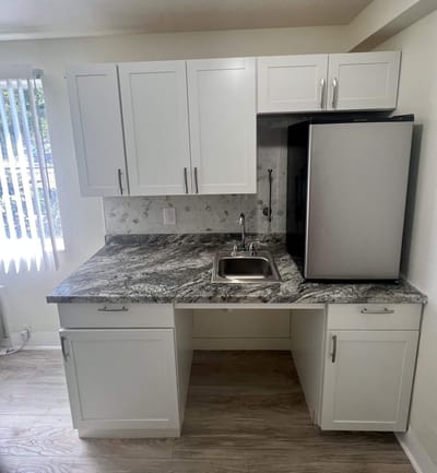 Modern kitchenette in a senior living unit