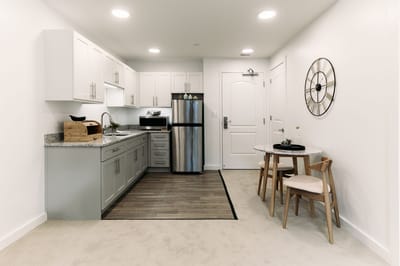Bright and modern kitchenette and dining area