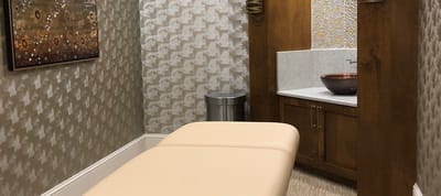 Interior view of a massage therapy room