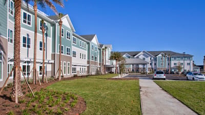 Exterior view of the Trinity Springs facility with landscaped area