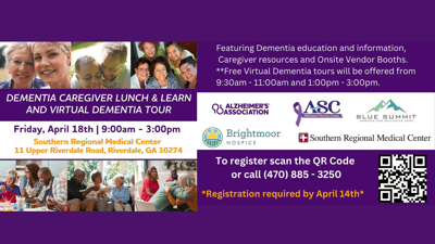 Event flyer for dementia caregiver lunch and learn