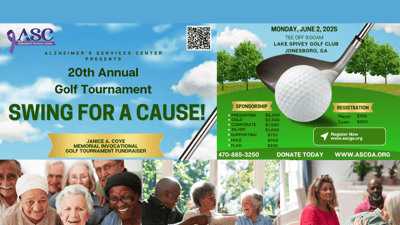 Promotional flyer for a golf tournament fundraiser.
