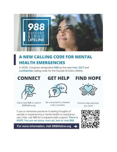 Crisis hotline advertisement with contact information