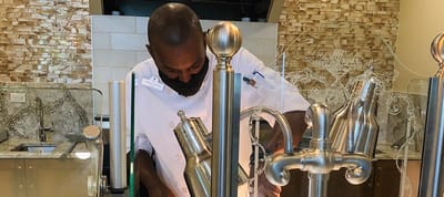 Chef preparing food in a kitchen setting