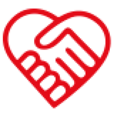 Logo with a heart and handshake design