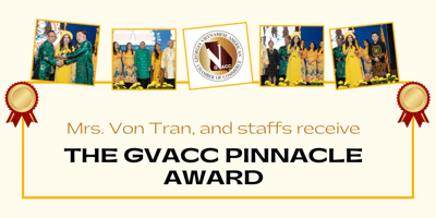 Award recognition with a logo and celebration images