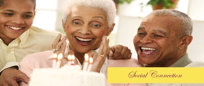 Residents celebrating with cake and candles
