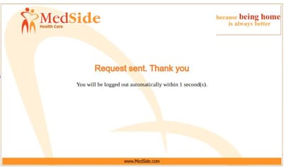 Medside Adult Day Health Center of Stone Mountain, home care in St Mountain, GA — Request confirmation message on a healthcare website
