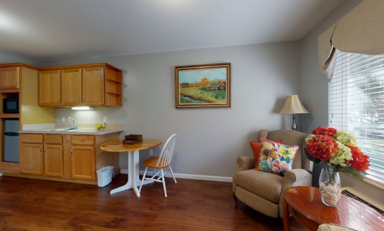 Cozy interior of a resident room with furnishings