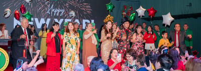 Residents celebrating New Year's Eve with festive attire