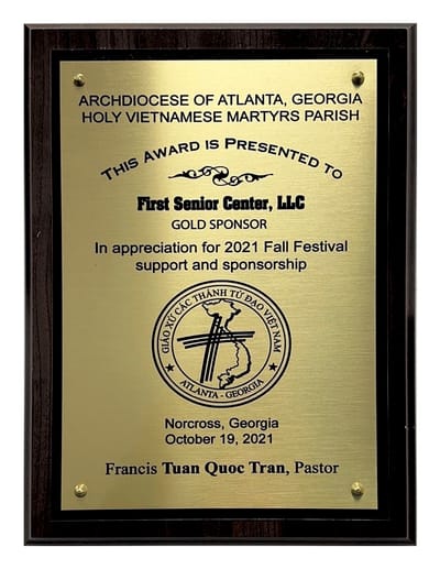 Award plaque recognizing support for a festival