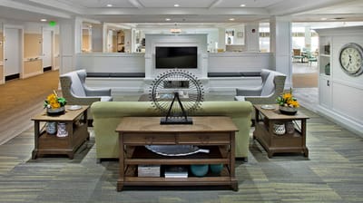 Interior common area with seating and decorations