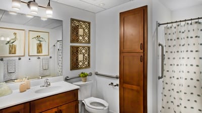 Bright, modern bathroom design with accessible features