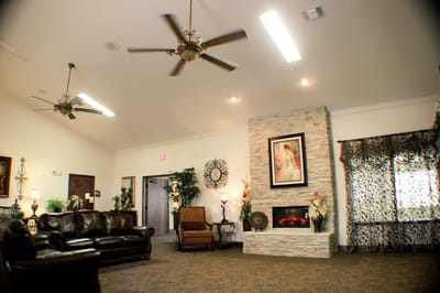 Comfortable lounge area in the retirement center