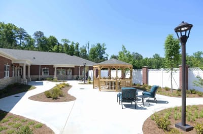 Outdoor space with a gazebo and seating