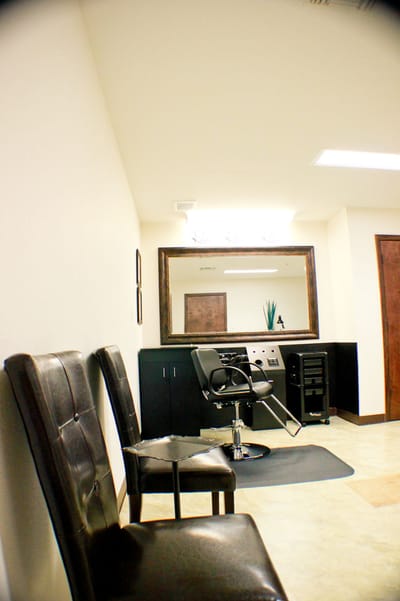 Interior view of a hair salon in the facility