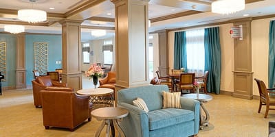 Common area in the assisted living facility with seating