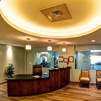 Interior view of a modern facility reception area