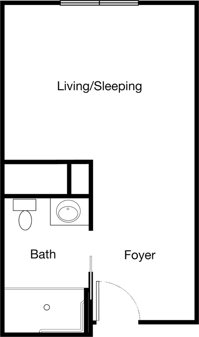 Architectural floor plan for a living space