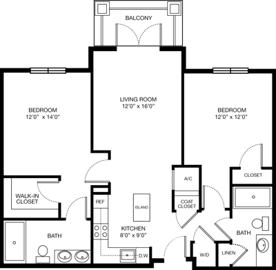 Architectural floor plan of a residential unit