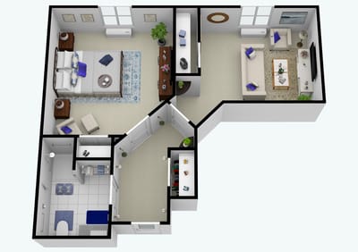Architectural floor plan of a resident suite