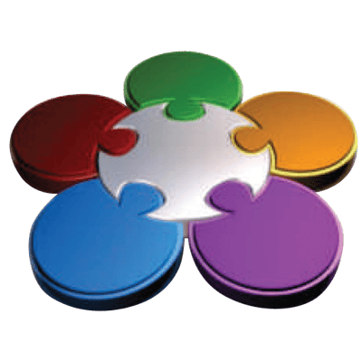 Colorful puzzle piece logo