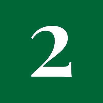 Simple logo with the number '2' in white on green