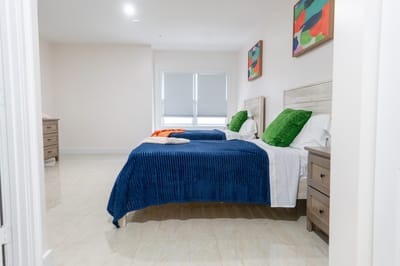 Stylish shared bedroom in assisted living facility