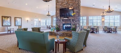 Interior common area with seating and dining space