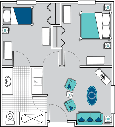 Architectural floor plan of a residential unit layout