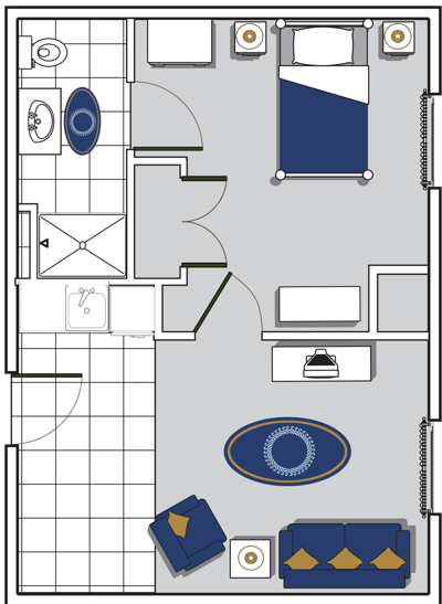 Architectural floor plan of a residential unit