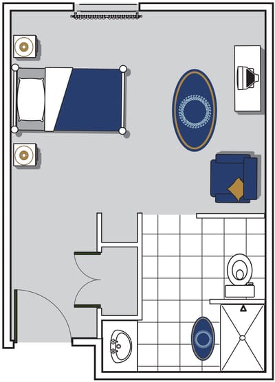 Architectural floor plan of a resident room