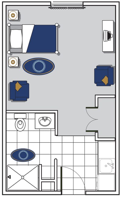 Architectural floor plan of a resident room