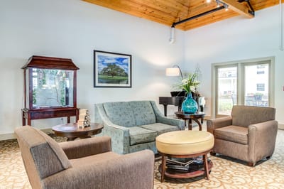 Bright common area with comfortable seating