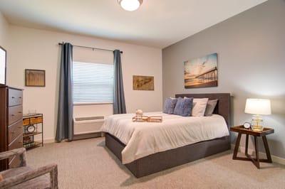 Cozy bedroom setting in a senior living facility