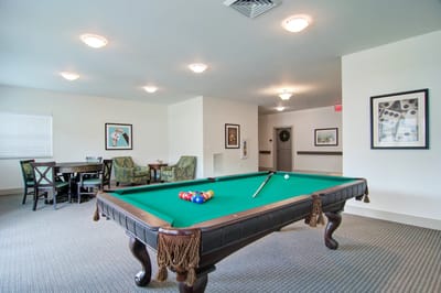 Interior view of a pool table in a common area