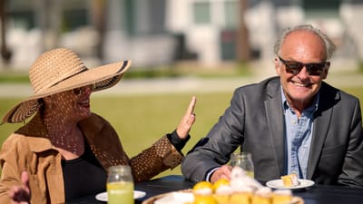 Residents enjoying snacks and drinks outdoors