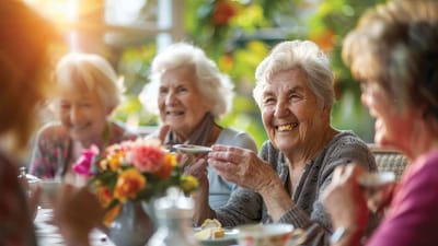 Residents enjoying a cheerful moment in a common area
